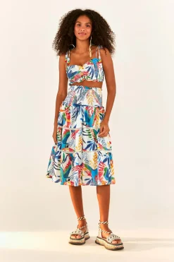 FARM Rio Macaw Wind Smocked Midi Skirt Sale