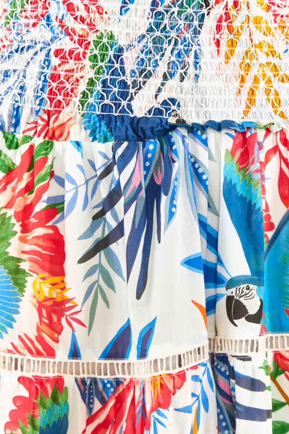 FARM Rio Macaw Wind Smocked Midi Skirt Sale