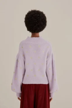 FARM Rio Mirror Embroidered Knit Sweater Hot