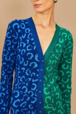 FARM Rio Mixed Leopards Knit Midi Cardigan Dress Clearance