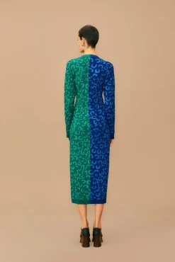 FARM Rio Mixed Leopards Knit Midi Cardigan Dress Clearance