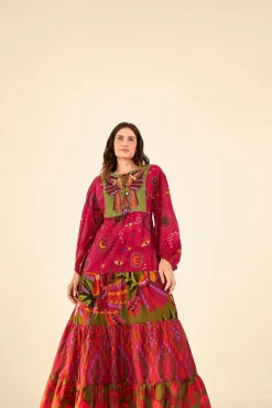 FARM Rio Mixed Prints Embroidered Yoke Maxi Dress Best