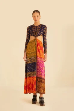 FARM Rio Multicolor Bandana Dream Cut Out Maxi Dress Discount