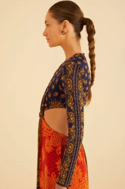 FARM Rio Multicolor Bandana Dream Cut Out Maxi Dress Discount