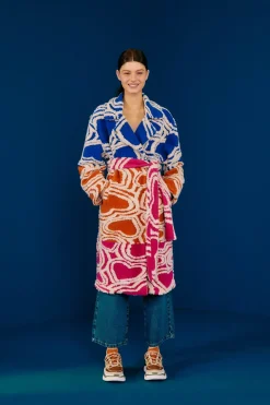 FARM Rio Multicolored Wild Hearts Fleece Coat Discount