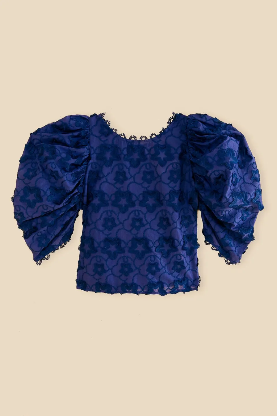 FARM Rio Navy Blue 3d Star Texture Blouse Outlet