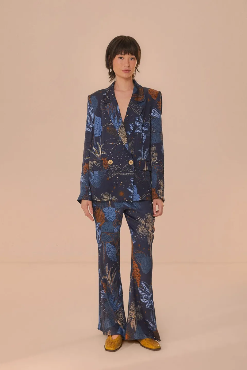 FARM Rio Navy Blue Night Jungle Blazer Discount
