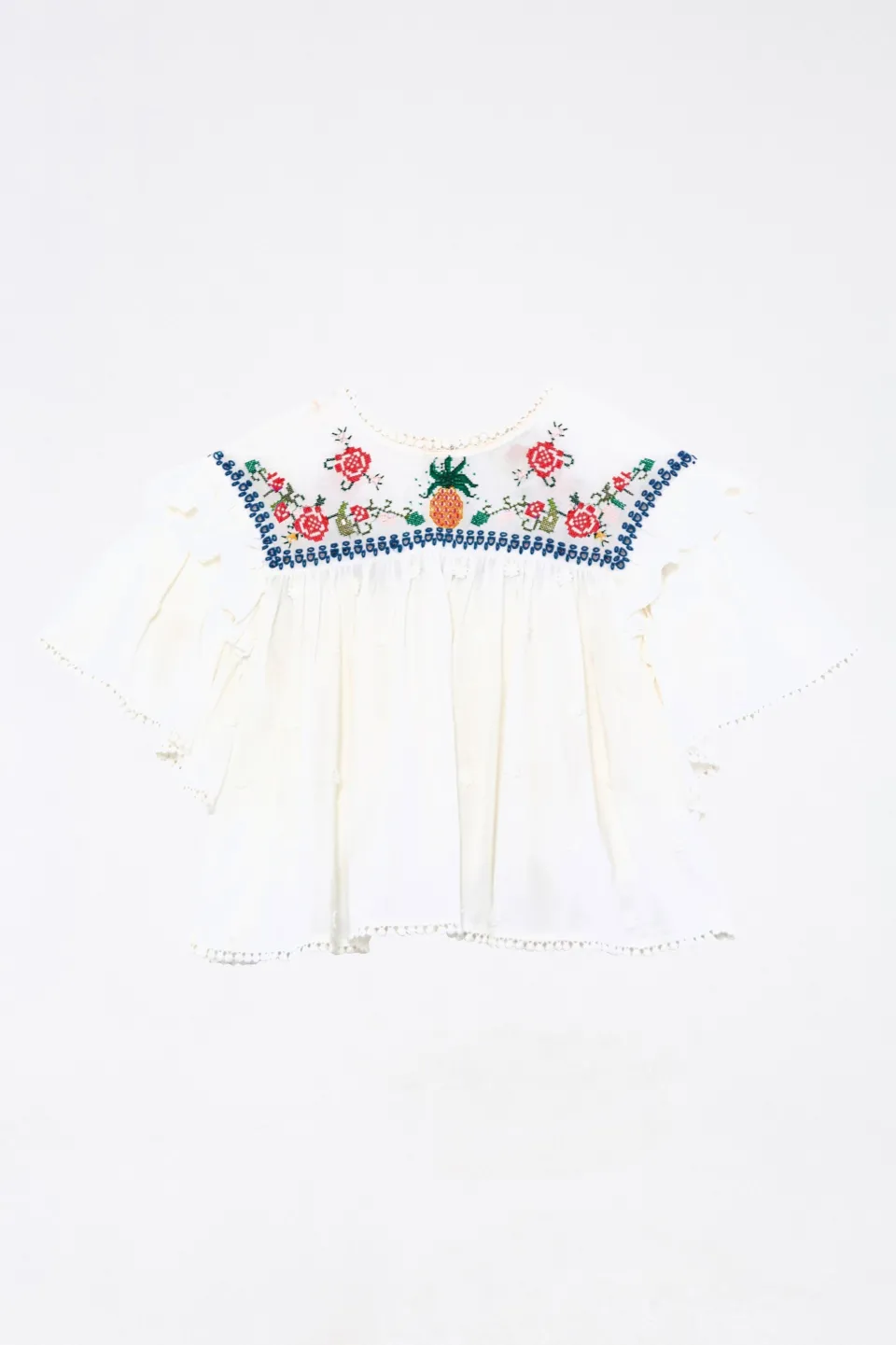 FARM Rio Off White Blouse | Cross Stitch Print Embroidered Best