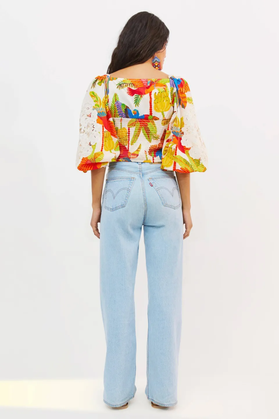 FARM Rio OFF WHITE BLOUSE | Forest Birds Print New