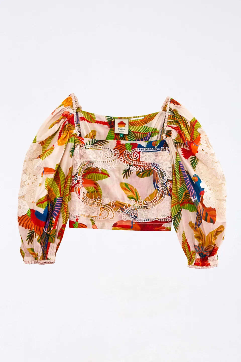 FARM Rio OFF WHITE BLOUSE | Forest Birds Print New