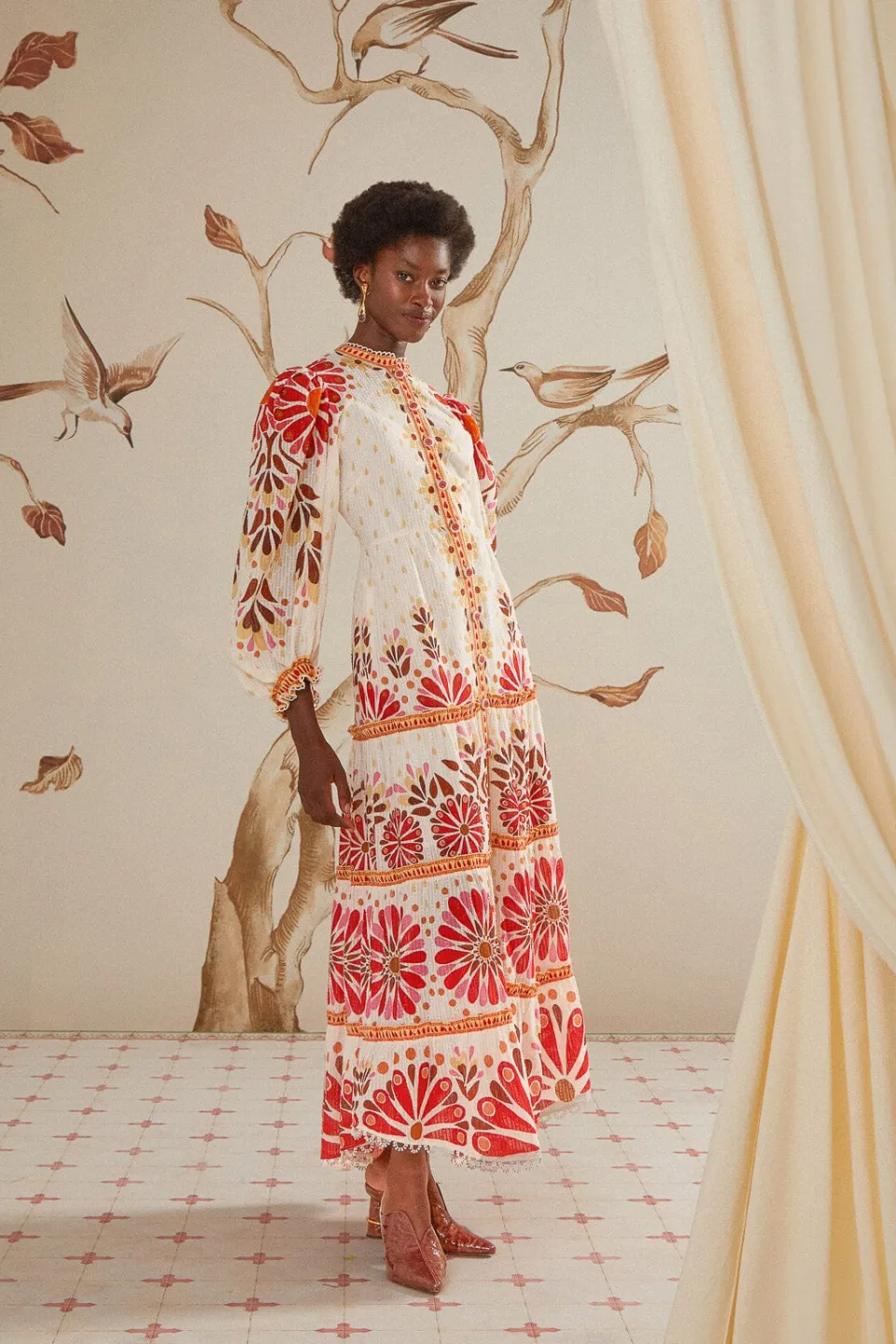 FARM Rio Off-White Ainika Flowers Maxi Dress Outlet