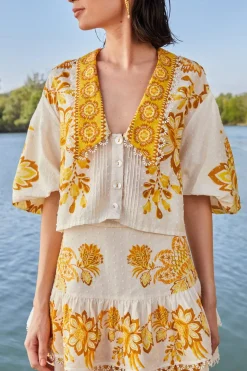FARM Rio Off-White Aura Floral Blouse New