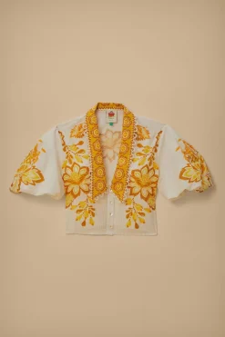 FARM Rio Off-White Aura Floral Blouse New