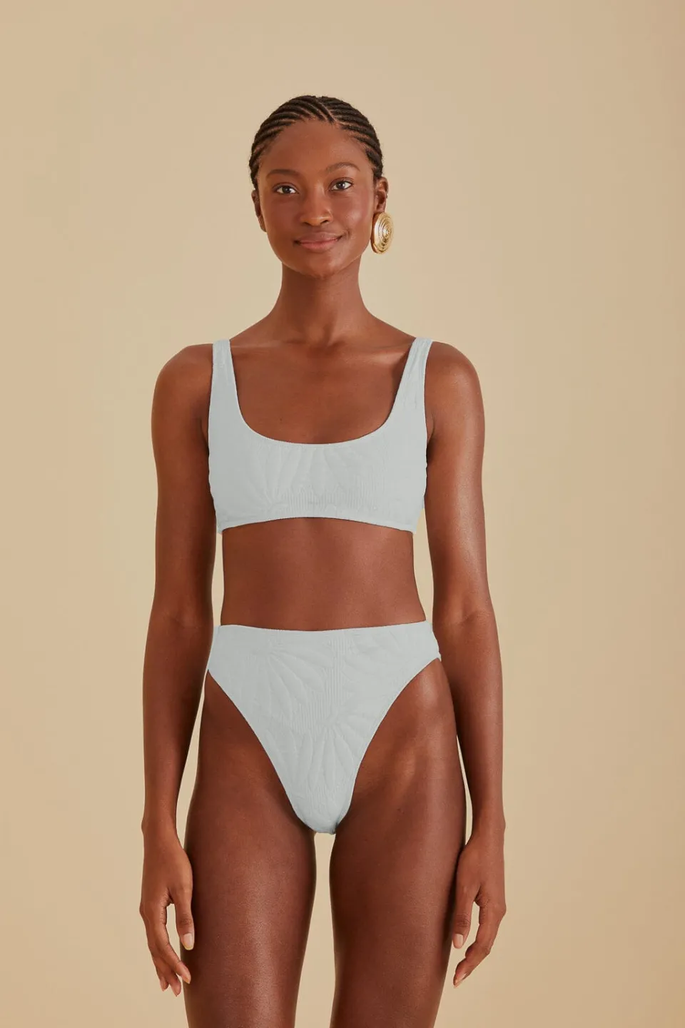 FARM Rio Off-White Banana Matelasse Bikini Top Clearance