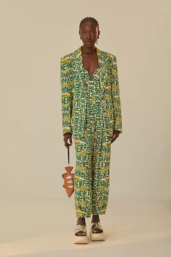 FARM Rio Off-White Banana Typography Blazer Discount