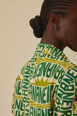 FARM Rio Off-White Banana Typography Blazer Discount