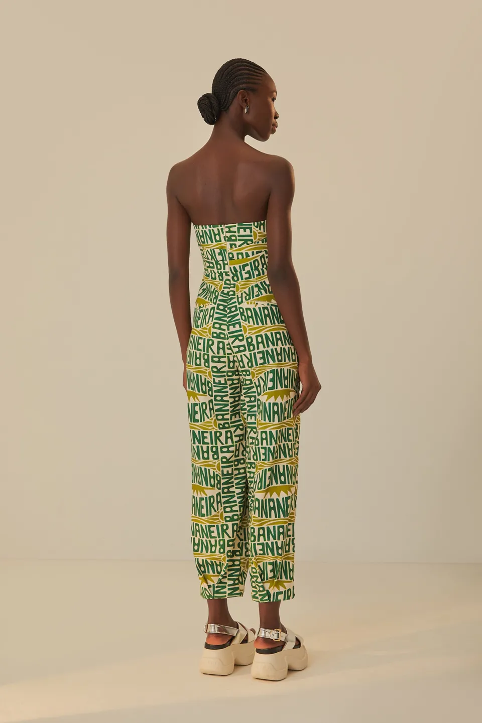 FARM Rio Off-White Banana Typography Strapless Jumpsuit Sale