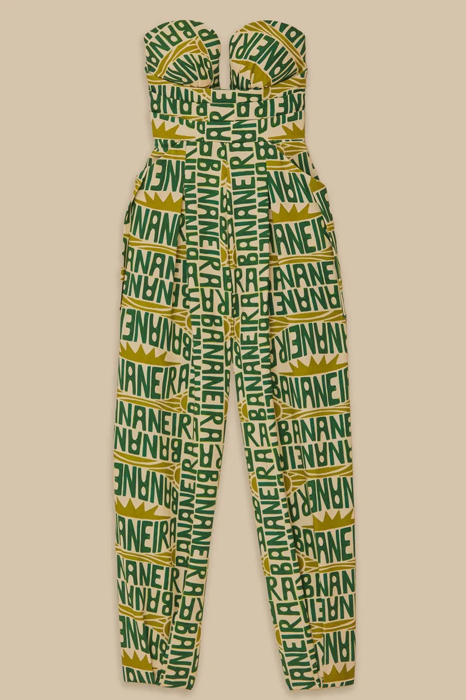 FARM Rio Off-White Banana Typography Strapless Jumpsuit Sale