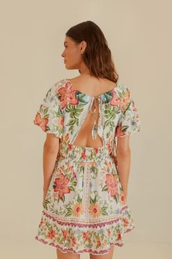 FARM Rio Off-White Bloom Garden Euroflax™Premium Linen Mini Dress Discount
