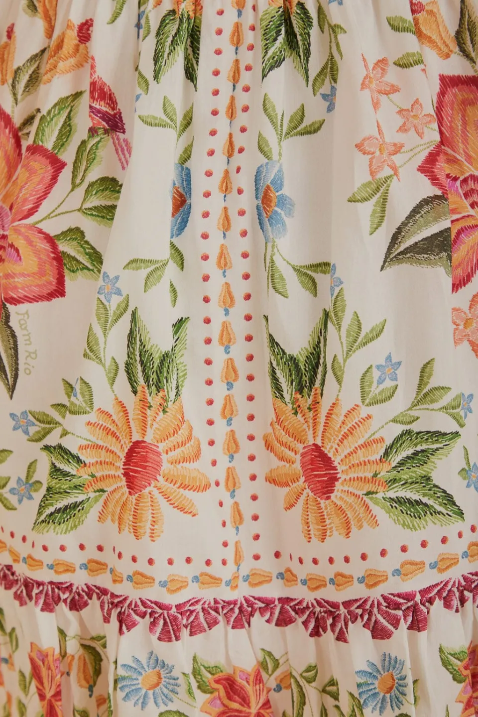 FARM Rio Off-White Bloom Garden Euroflax™Premium Linen Mini Dress Discount