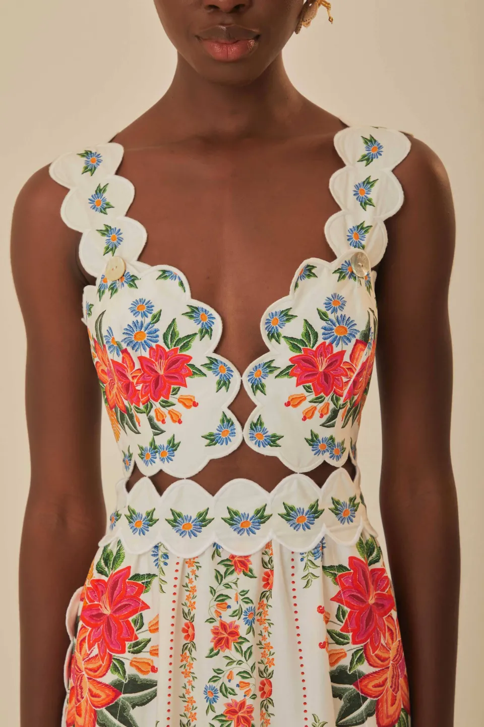FARM Rio Off-White Bloom Garden Maxi Dress New