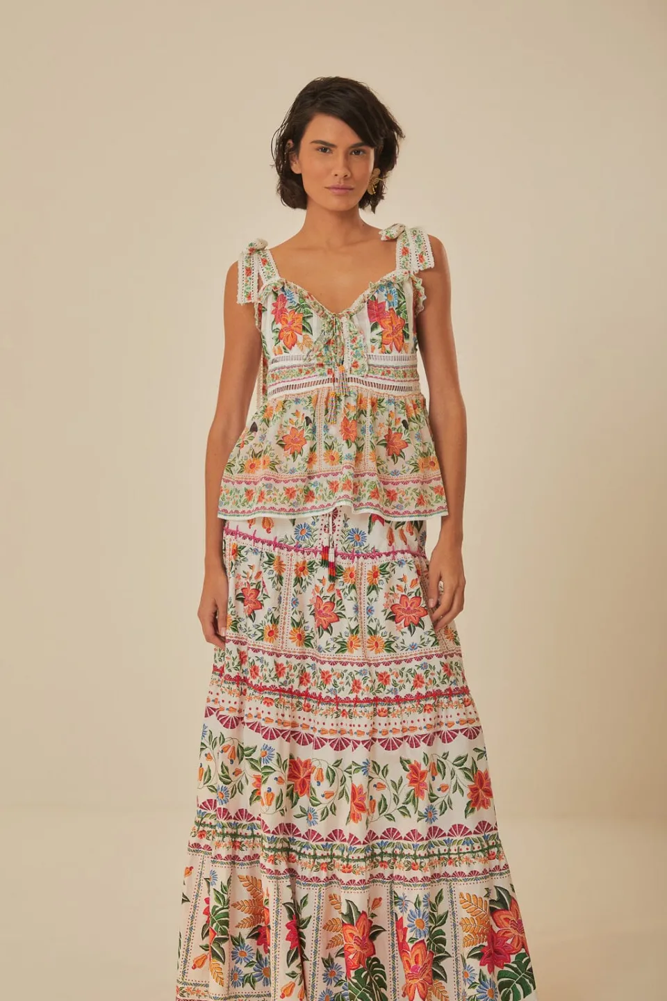 FARM Rio Off-White Bloom Garden Maxi Skirt Best