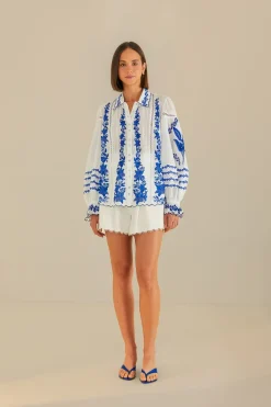FARM Rio Off-White Blue Yard Blouse Sale