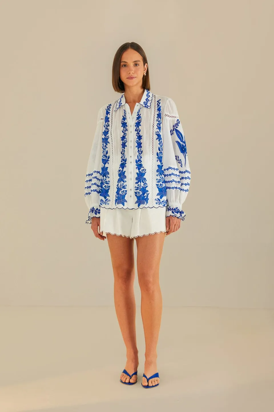 FARM Rio Off-White Blue Yard Blouse Sale