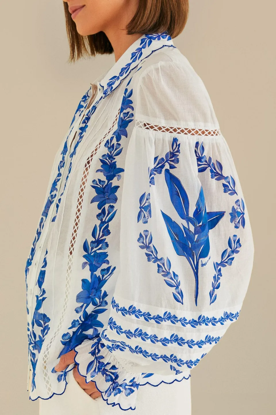 FARM Rio Off-White Blue Yard Blouse Sale