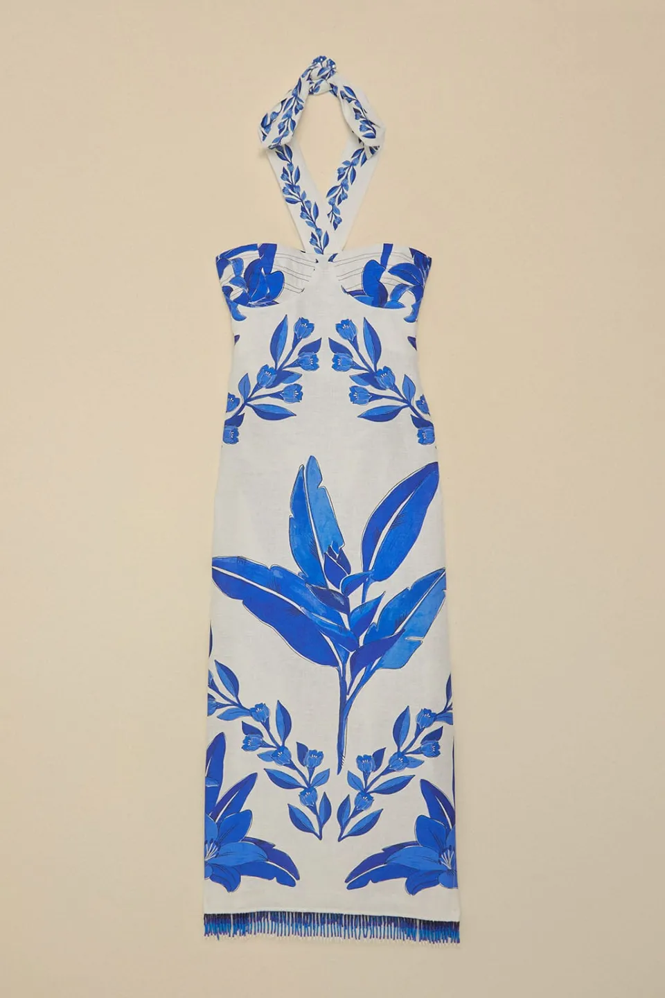 FARM Rio Off-White Blue Yard Sleeveless Maxi Dress Clearance