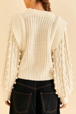 FARM Rio Off-White Braided Sweater Hot