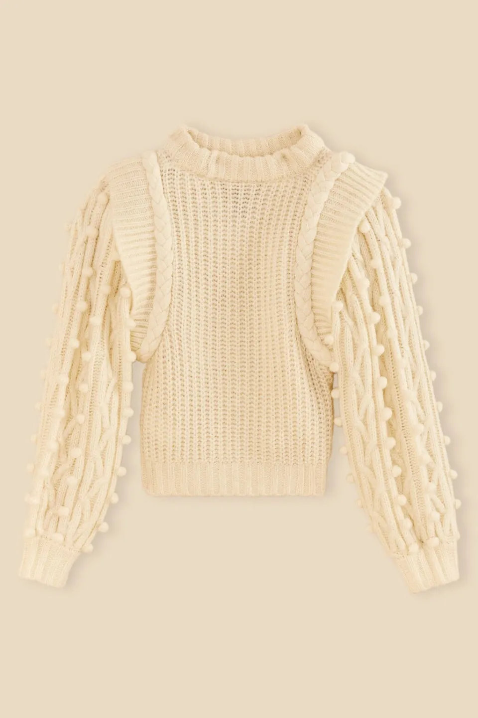 FARM Rio Off-White Braided Sweater Hot