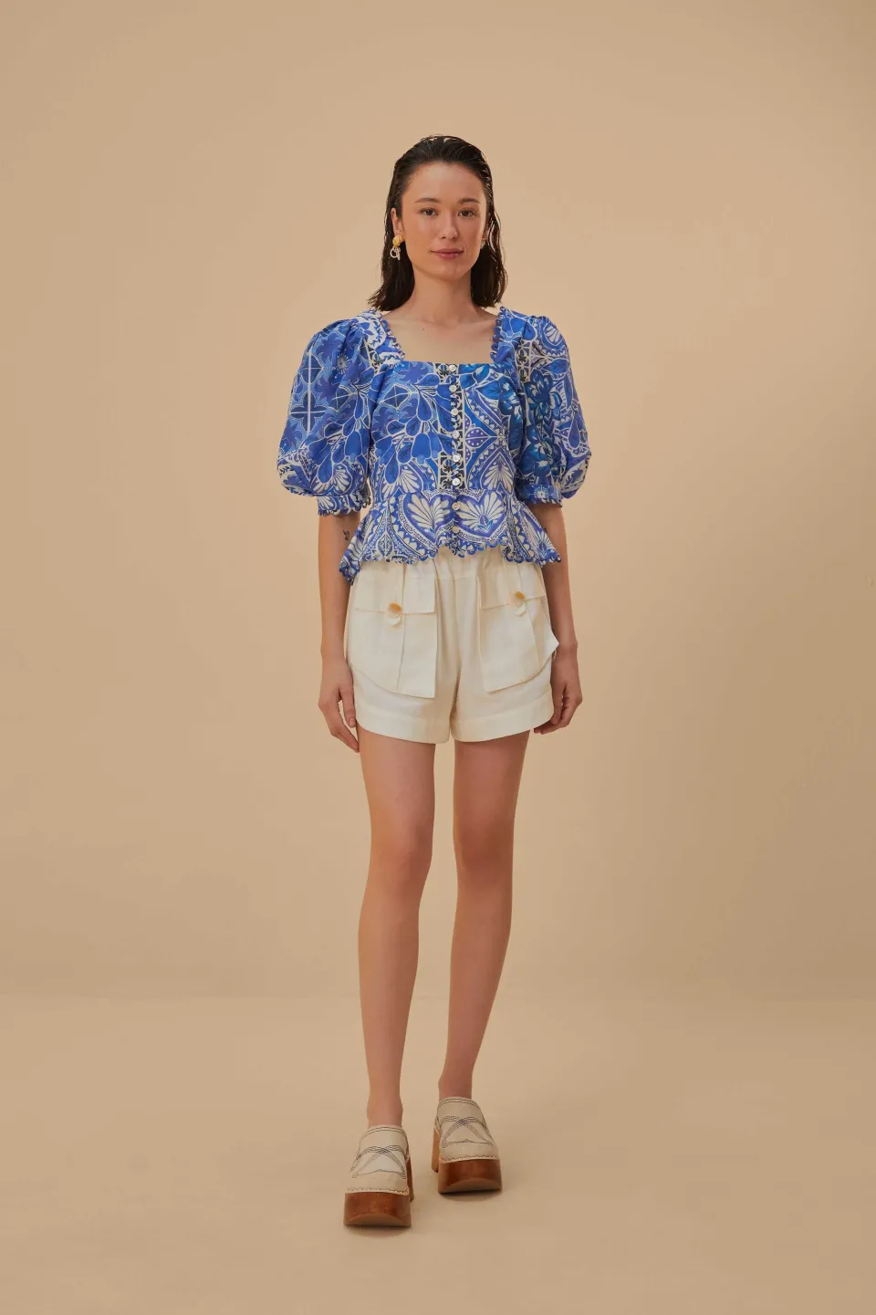 FARM Rio Off-White Cargo Pockets Shorts Online