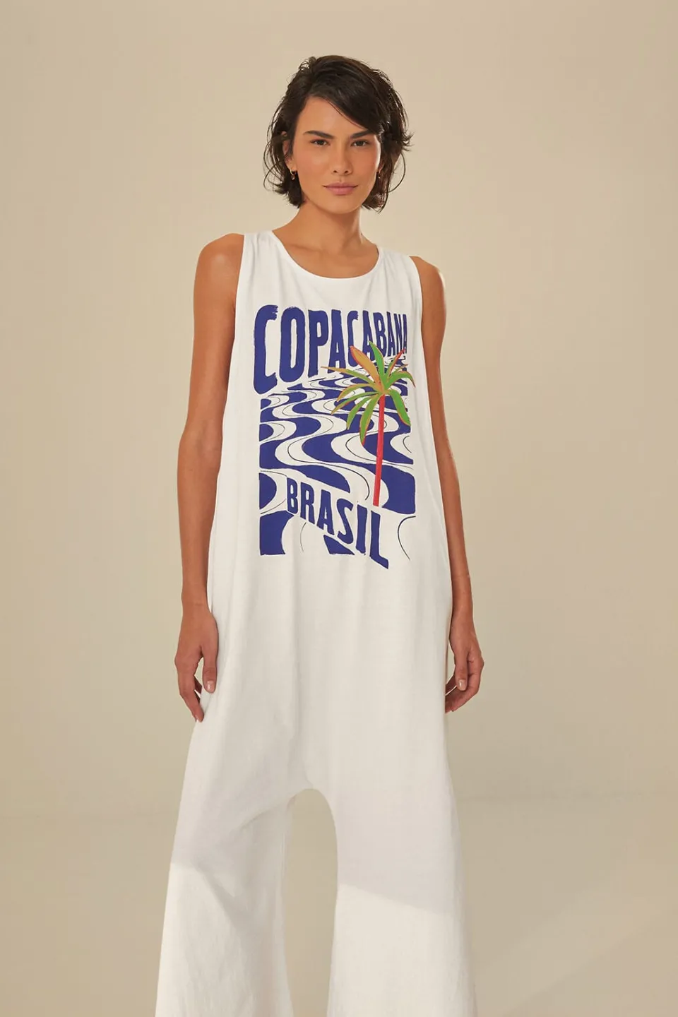 FARM Rio Off-White Copacabana Jersey Jumpsuit Online