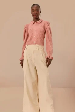 FARM Rio Off-White Double Waistband Pants Sale