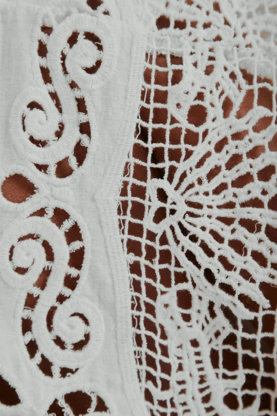 FARM Rio Off-White Embroidered Guipure Euroflax™ Premium Linen Midi Dress