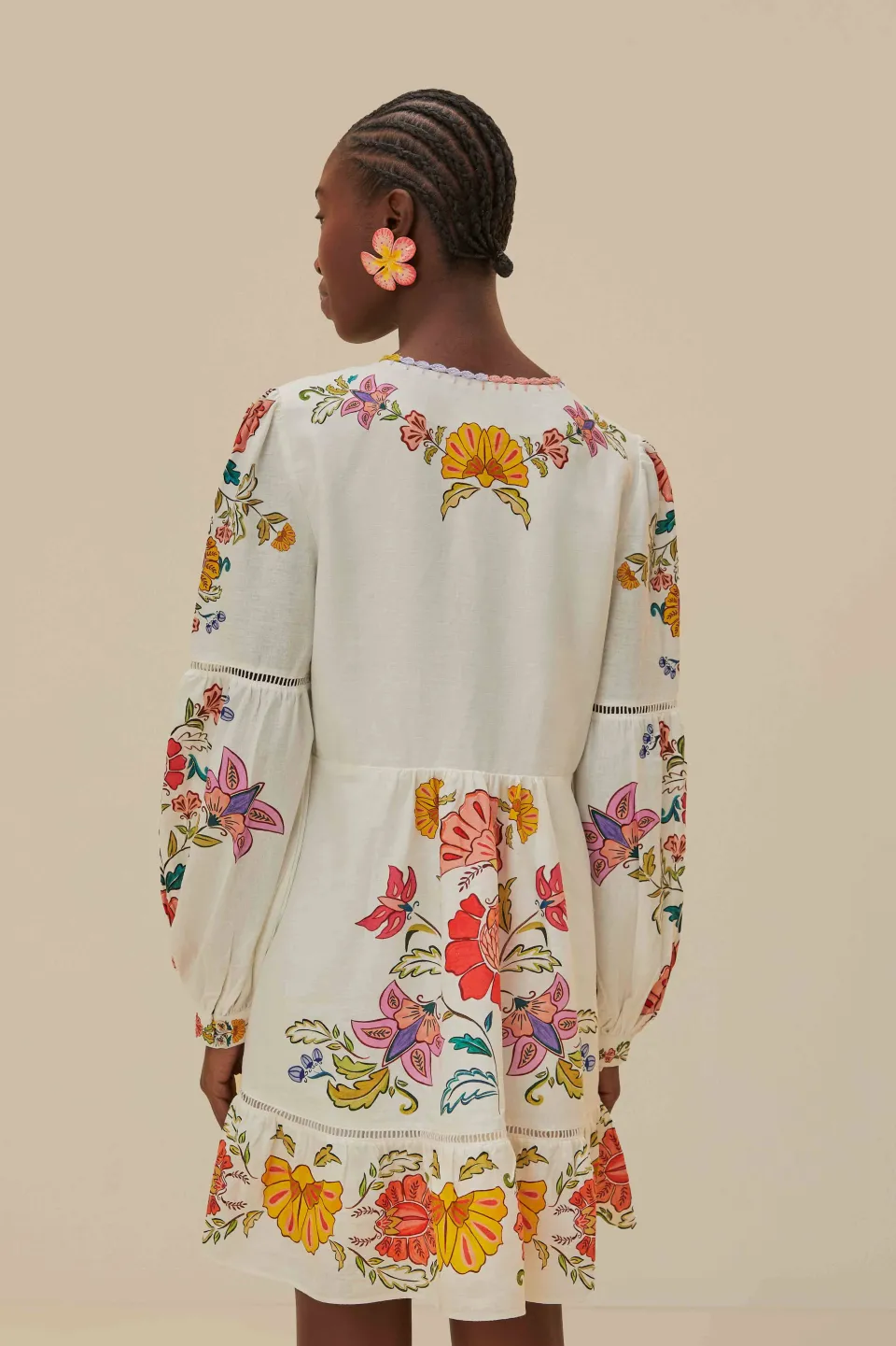 FARM Rio Off-White Floral Insects Mini Dress Sale