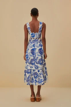 FARM Rio Off-White Flowerful Birds Lenzing™ Ecovero™ Euroflax™ Midi Dress Clearance