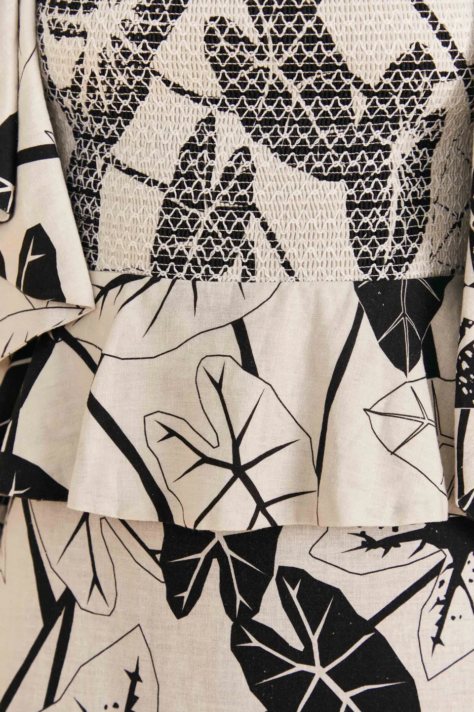 FARM Rio Off-White Graphic Leaves Midi Dress