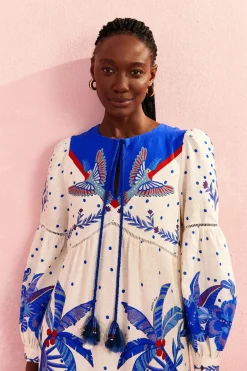 FARM Rio Off-White Jungle Chic Midi Dress Hot