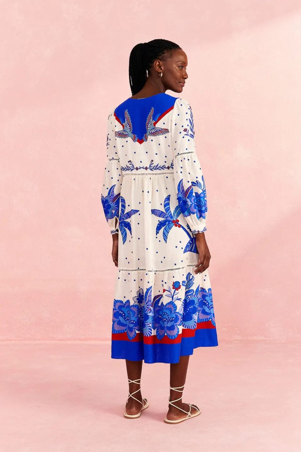 FARM Rio Off-White Jungle Chic Midi Dress Hot