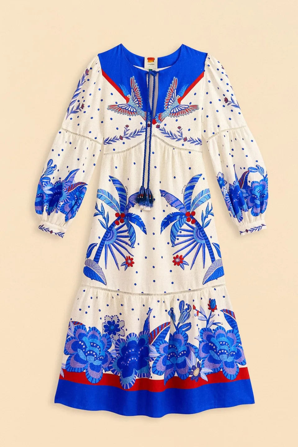 FARM Rio Off-White Jungle Chic Midi Dress Hot