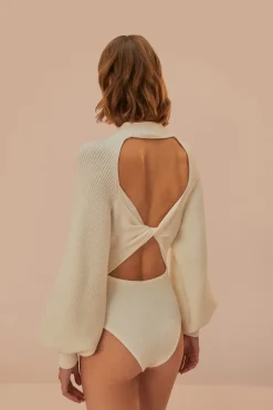 FARM Rio Off-White Knit Bodysuit New