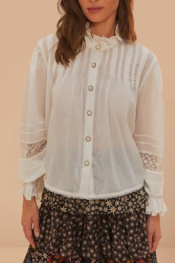 FARM Rio Off-White Long Sleeve Blouse Clearance