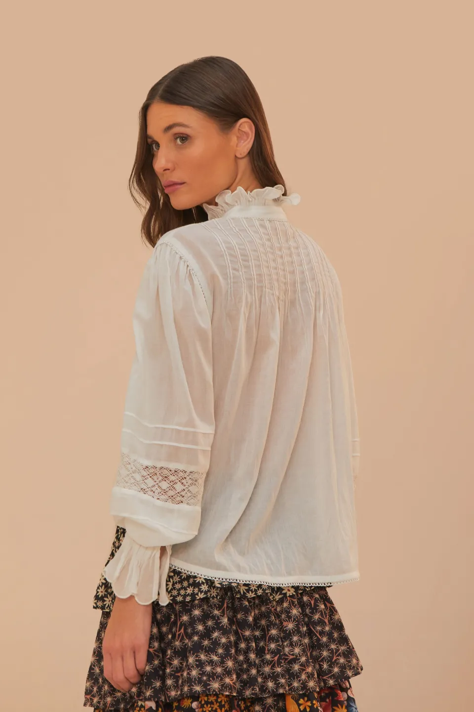 FARM Rio Off-White Long Sleeve Blouse Clearance