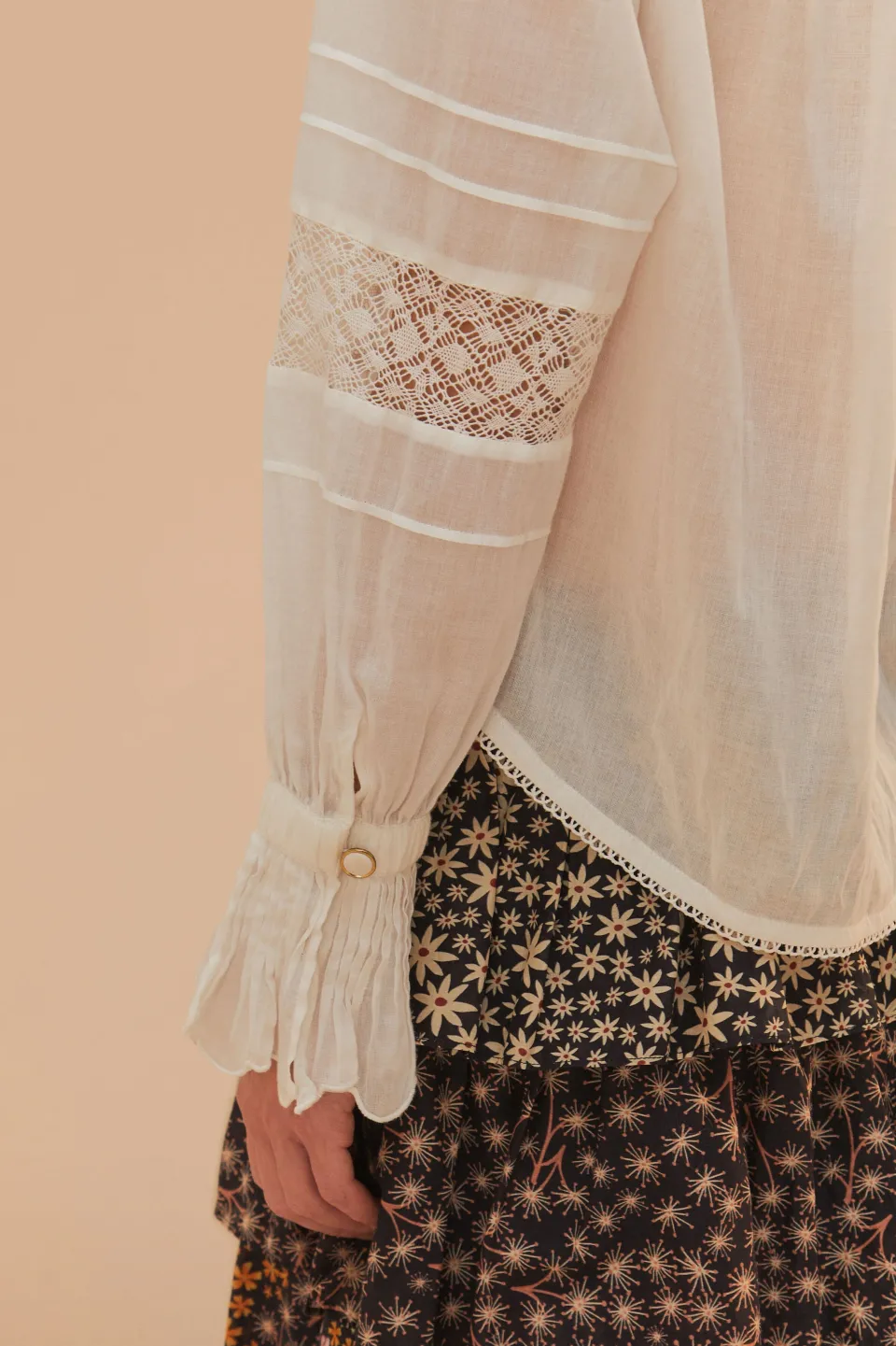 FARM Rio Off-White Long Sleeve Blouse Clearance