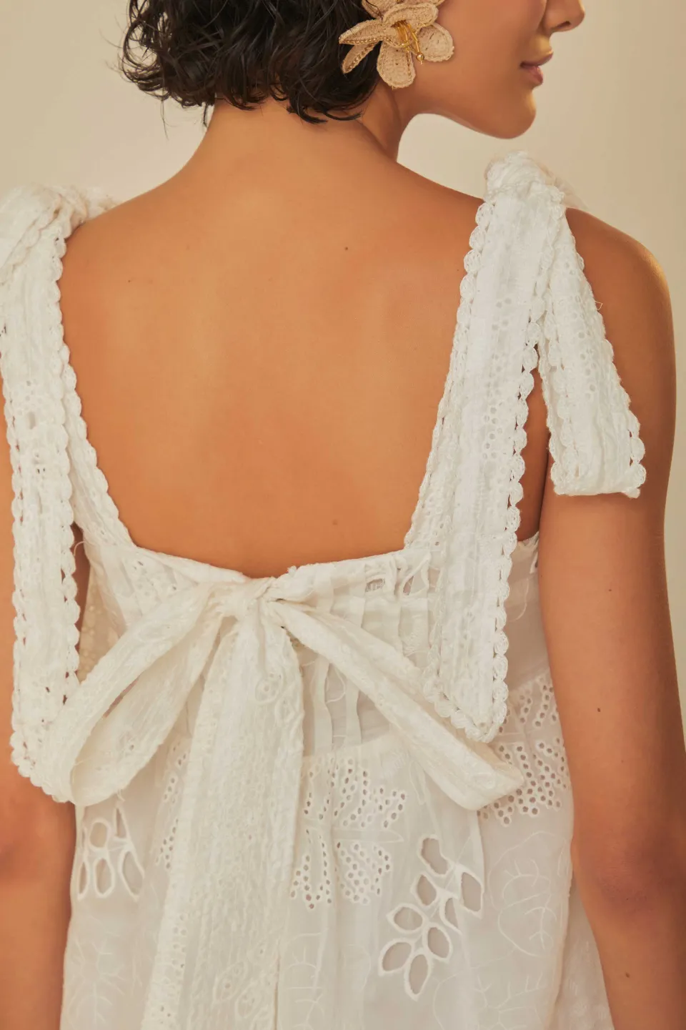 FARM Rio Off-White Midi Dress