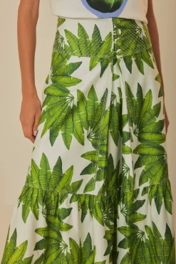 FARM Rio Off-White Palm Fan Organic Cotton Maxi Skirt Hot
