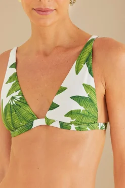 FARM Rio Off-White Palm Fan Triangle Bikini Top Online