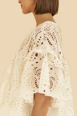 FARM Rio Off-White Palm Tree Richilier Blouse Outlet
